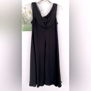Sleeveless Chiffon Cowl Neck Black Dress - Size 14W